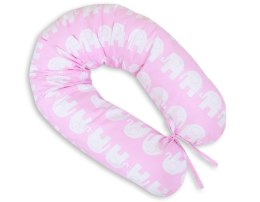 Poduszka ciążowa Longer dla kobiet w ciąży do spania - Słonie różowe