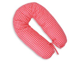 Poduszka ciążowa Longer dla kobiet w ciąży do spania - kratka czerwona
