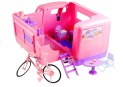 Camper Camping Różowy Pojazd Dla Lalki Rower 50 cm Import LEANToys