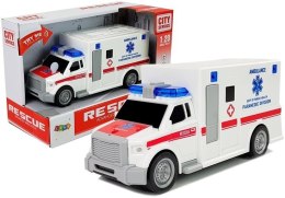 Ambulans z napędem frykcyjnym Biały Na Baterie 1:20 z Dźwiękiem Import LEANToys