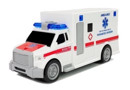Ambulans z napędem frykcyjnym Biały Na Baterie 1:20 z Dźwiękiem Import LEANToys