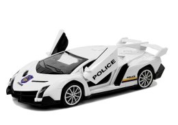 Auto Sportowe z Naciągiem i Dźwiękiem Policyjne Białe Import LEANToys