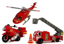 Zestaw Pojazdów Straż Pożarna Helikopter Motor Światło Dźwięki Import LEANToys