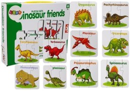 Puzzle Edukacyjne Dinozaury Angielski 10 Połączeń Import LEANToys