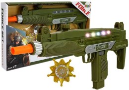 Zestaw Wojskowy Pistolet Dźwięk Światła Odznaka 37 cm Import LEANToys