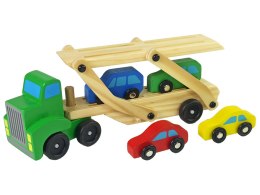 Drewniana Zielona Laweta Ciężarówka z Samochodzikami Klocki Import LEANToys