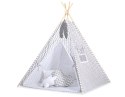 Namiot TIPI dla dzieci + mata + poduszki + zawieszki pióra - Chevron szary