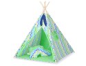 Namiot Tipi dla dzieci+ zawieszki pióra - Chevron zielono-niebieski