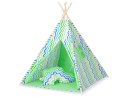 Namiot Tipi dla dzieci+ zawieszki pióra - Chevron zielono-niebieski