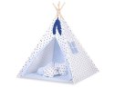 Namiot Tipi dla dzieci + zawieszki pióra - Czarne gwiazdki/niebieski