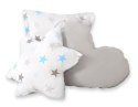 Namiot TIPI dla dzieci + mata + poduszki + zawieszki pióra - Gwiazdy niebiesko-szare/szary