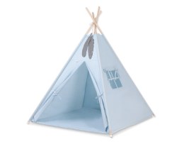 Namiot TIPI dla dzieci +mata + zawieszki pióra - niebieski