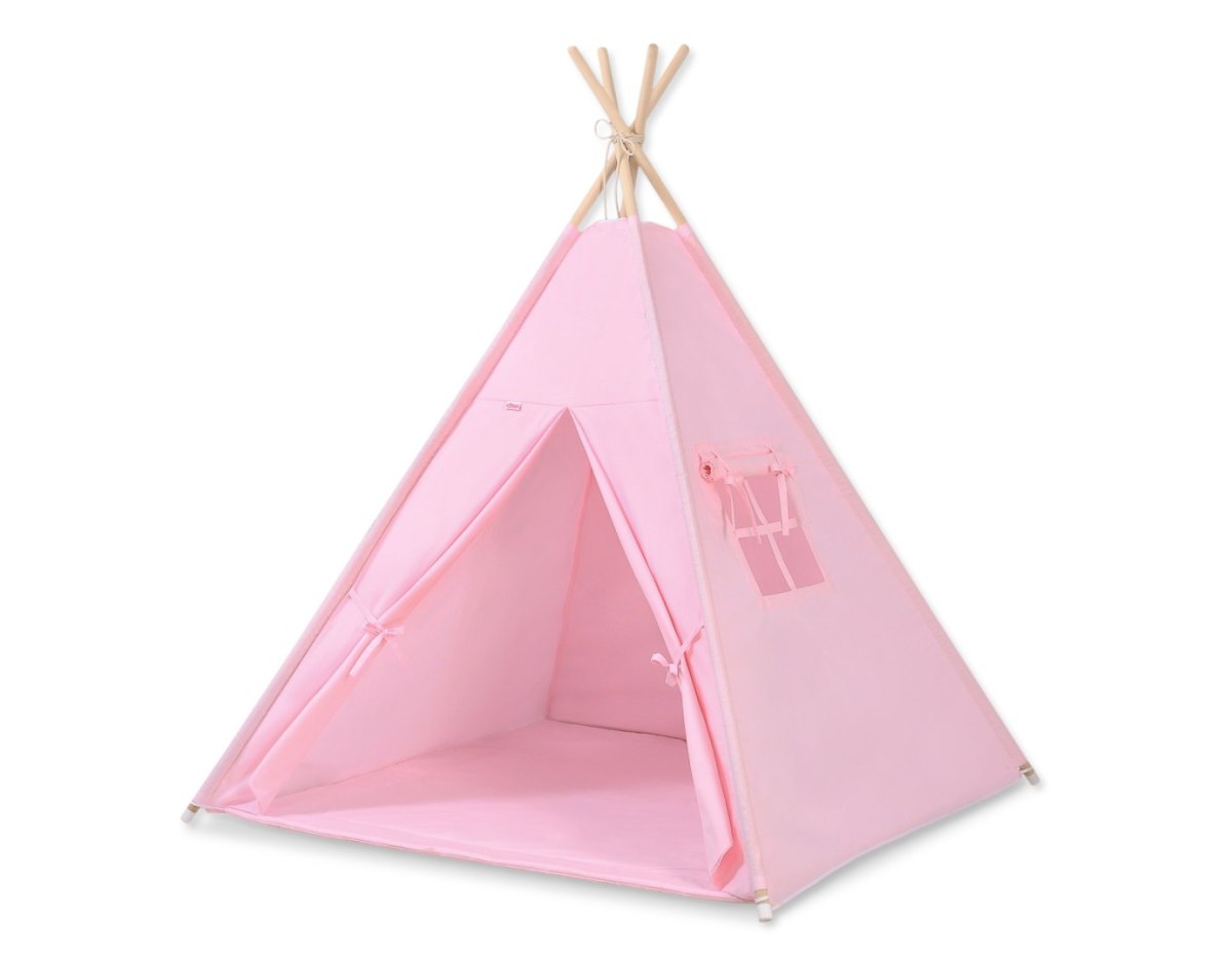 Namiot TIPI dla dzieci +mata + zawieszki pióra - różowy
