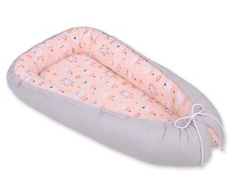 Kokon niemowlęcy dwustronny kojec otulacz Premium BOBONO- króliczki baletnice różowe