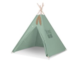 Namiot Tipi dla dzieci + zawieszki pióra - szałwia
